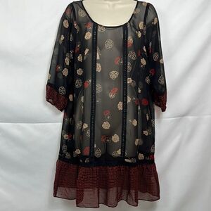 Moulinette Soeurs Anthropologie sheer long sleeve floral print dress size s EUC